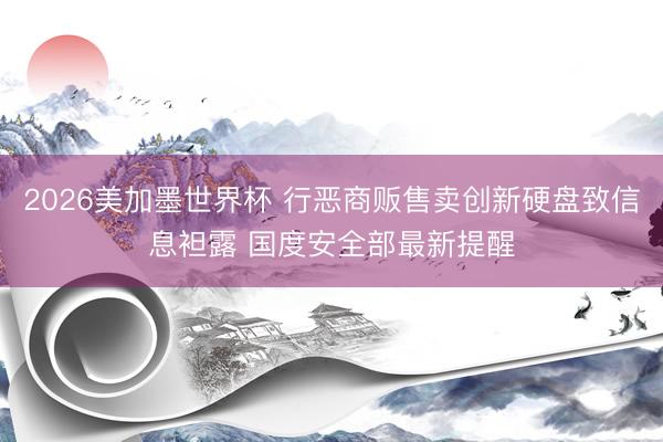 2026美加墨世界杯 行恶商贩售卖创新硬盘致信息袒露 国度安全部最新提醒