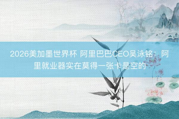 2026美加墨世界杯 阿里巴巴CEO吴泳铭：阿里就业器实在莫得一张卡是空的