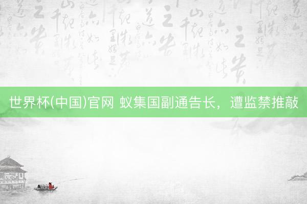世界杯(中国)官网 蚁集国副通告长,遭监禁推敲