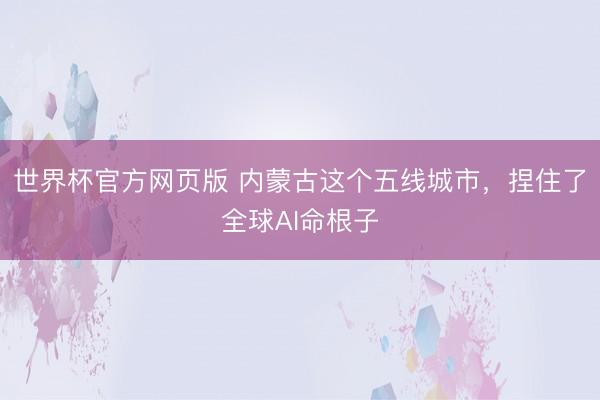 世界杯官方网页版 内蒙古这个五线城市，捏住了全球AI命根子