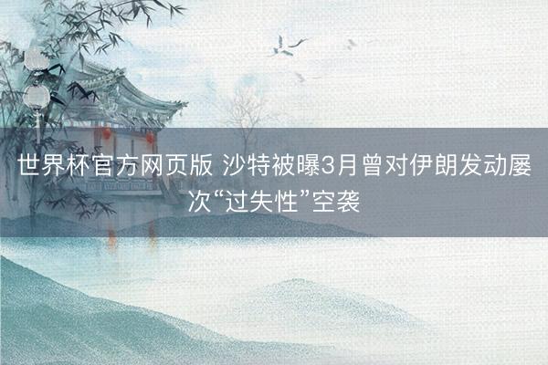 世界杯官方网页版 沙特被曝3月曾对伊朗发动屡次“过失性”空袭