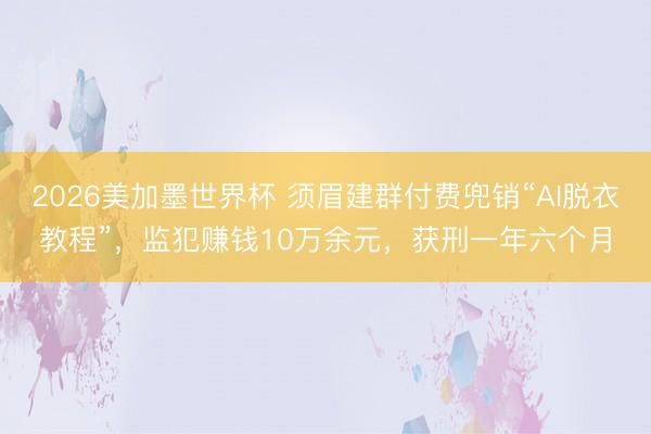 2026美加墨世界杯 须眉建群付费兜销“AI脱衣教程”，监犯赚钱10万余元，获刑一年六个月