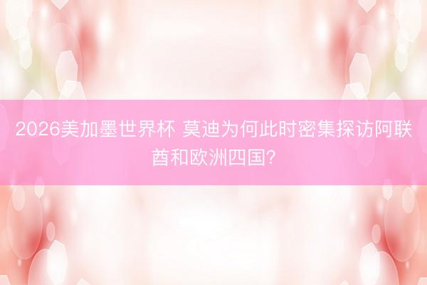 2026美加墨世界杯 莫迪为何此时密集探访阿联酋和欧洲四国？