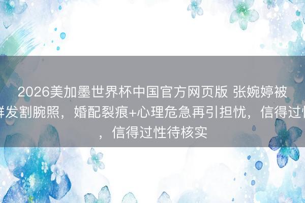 2026美加墨世界杯中国官方网页版 张婉婷被曝粉丝群发割腕照,婚配裂痕+心理危急再引担忧,信得过性待核实