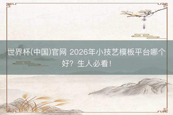 世界杯(中国)官网 2026年小技艺模板平台哪个好？生人必看！