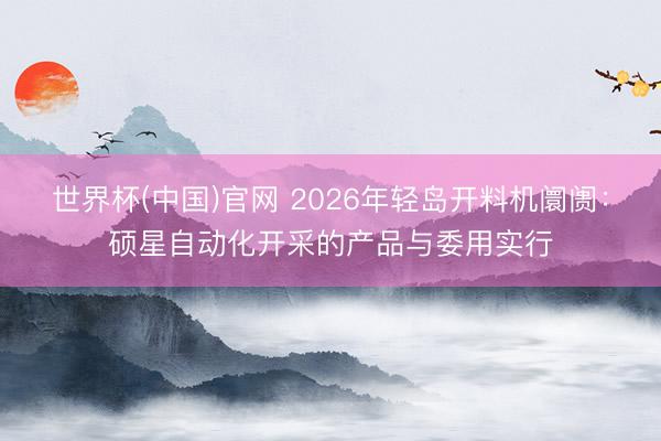 世界杯(中国)官网 2026年轻岛开料机阛阓：硕星自动化开采的产品与委用实行