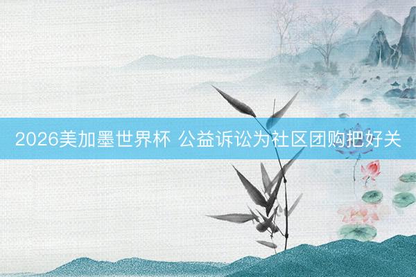 2026美加墨世界杯 公益诉讼为社区团购把好关