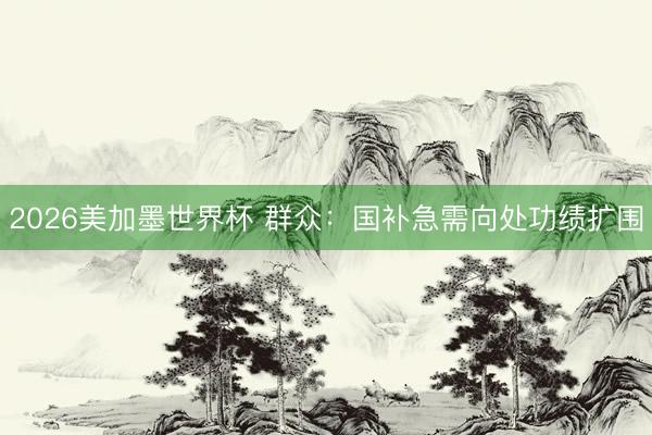 2026美加墨世界杯 群众：国补急需向处功绩扩围