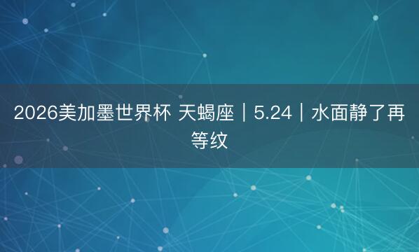 2026美加墨世界杯 天蝎座|5.24|水面静了再等纹