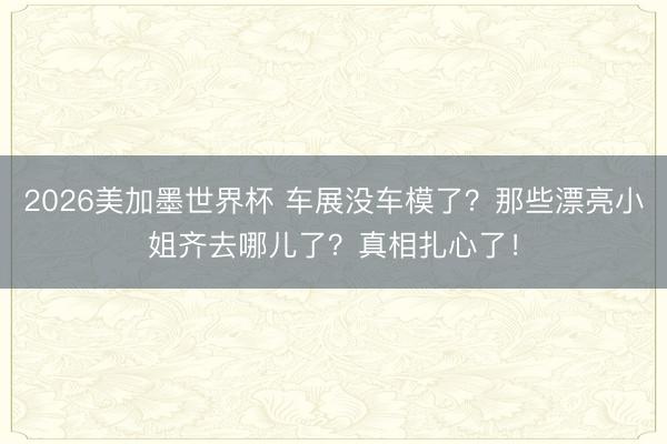 2026美加墨世界杯 车展没车模了?那些漂亮小姐齐去哪儿了?真相扎心了!