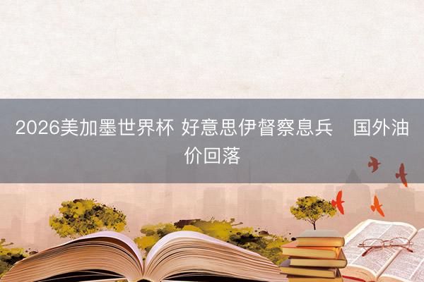 2026美加墨世界杯 好意思伊督察息兵　国外油价回落
