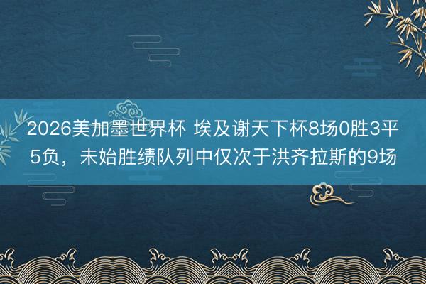 2026美加墨世界杯 埃及谢天下杯8场0胜3平5负,未始胜绩队列中仅次于洪齐拉斯的9场