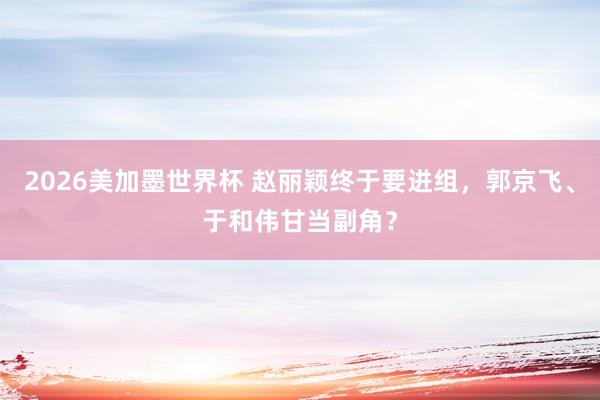 2026美加墨世界杯 赵丽颖终于要进组，郭京飞、于和伟甘当副角？