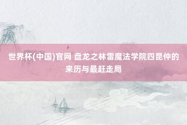 世界杯(中国)官网 盘龙之林雷魔法学院四昆仲的来历与最赶走局