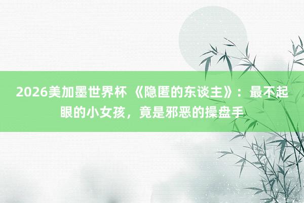 2026美加墨世界杯 《隐匿的东谈主》:最不起眼的小女孩,竟是邪恶的操盘手